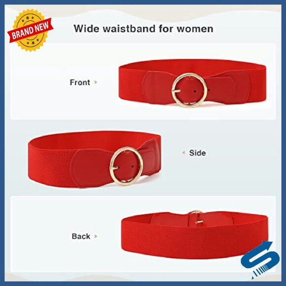 Women\'s Stretchy Waist Belt with Chunky Buckle - Adjustable Fit main image 4